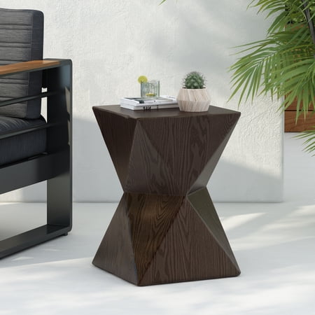 Natural Concrete Outdoor Side Table - 14.25 in W x 18.00 in H for Patio