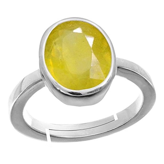 7.60 Carat Untreatet A+ Quality Natural Yellow Sapphire Pukhraj Gemstone Gold Plated Ring for Women's and Men's