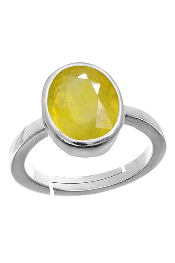 7.60 Carat Untreatet A+ Quality Natural Yellow Sapphire Pukhraj Gemstone Gold Plated Ring for Women's and Men's