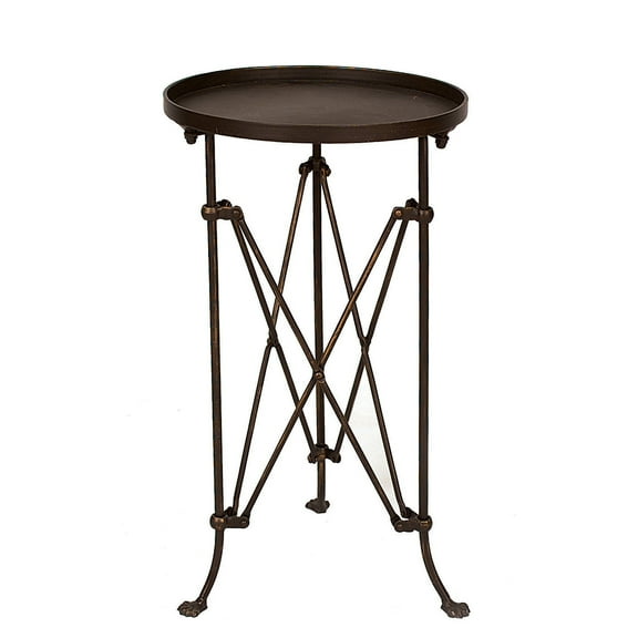 14.25" Round Tray-Style Metal Accent Table