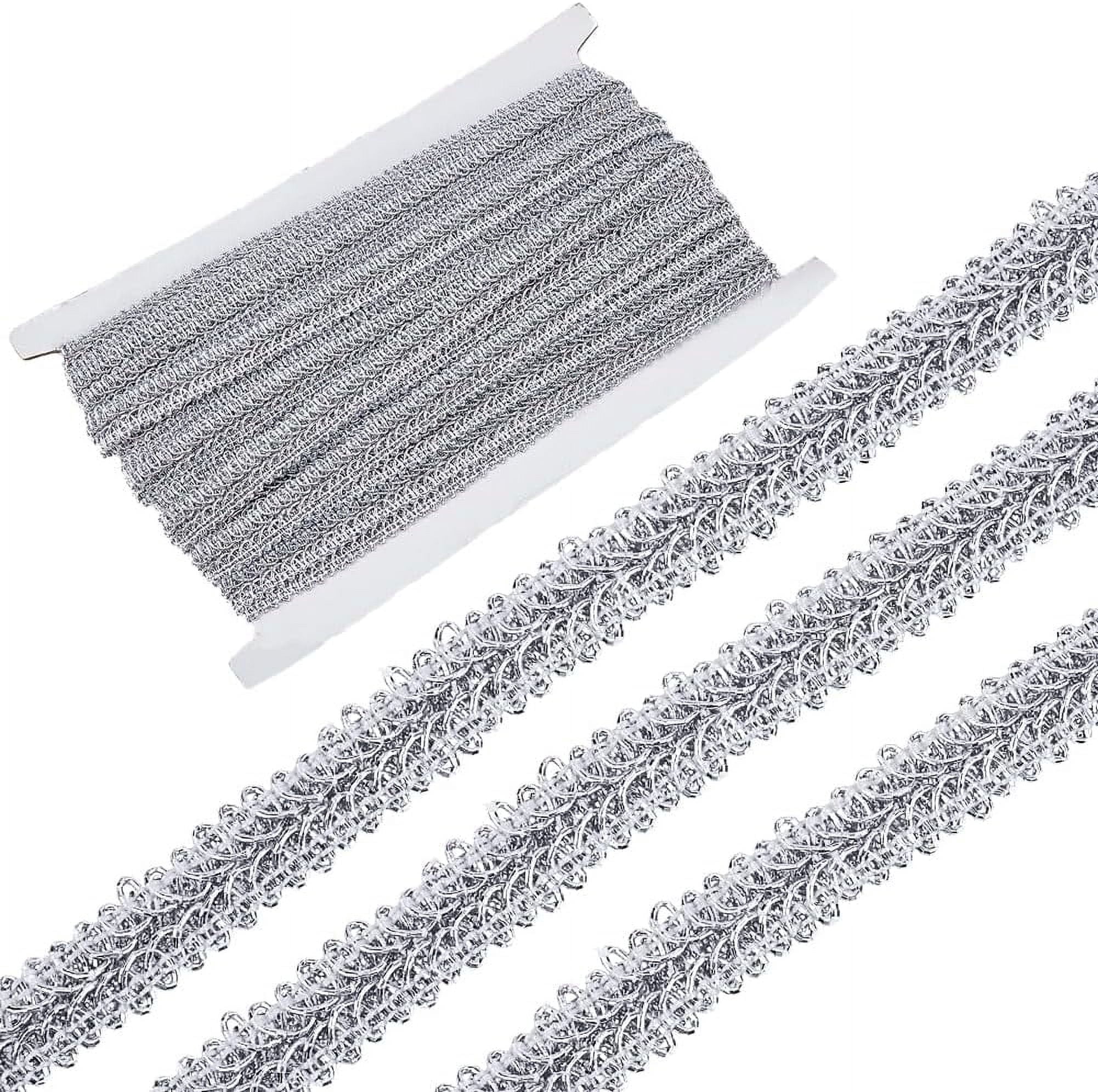 14.2Yds Silver Metallic Ribbon Braid Gimp Trim 1/2 Inch Wavy Decorated ...