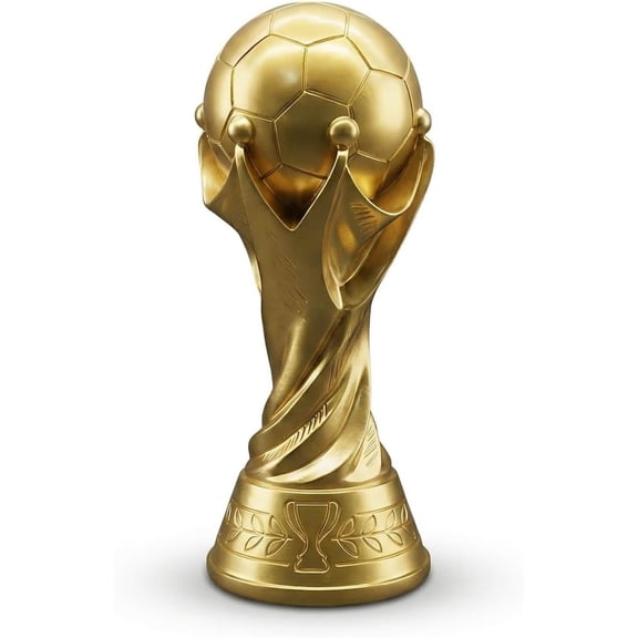 14.2inch/36cm Golden Soccer Championship Trophy Replica - Resin Football World Champion Trophy Replica with Engraved Winners Base,silver