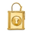 thumbnail image 1 of 14.2mm 14k Solid Yellow Gold Polished and Textured 3-d Lock Pendant Necklace Pendant for Women, 1 of 2