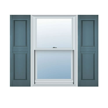 14 3/4"W x 32"H Lifetime Vinyl, TailorMade Two Equal Panels, Raised Panel Shutters, w/Shutter-Loks (Per Pair), Wedgewood Blue