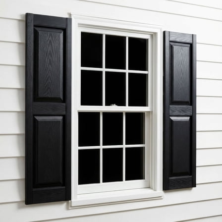 14 3/4"W x 35"H EverColor Raised Panel Shutters, w/Installation Shutter-Lok's & Matching Screws (Per Pair), Black