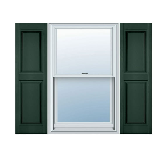 14 3/4"W x 39"H Mid-America Vinyl, Standard Size Williamsburg Double Panel Shutters, w/Installation Shutter-Lok's & Matching Screws, 122 - Midnight Green