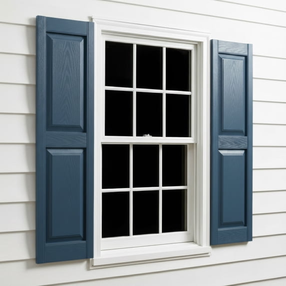 14 3/4"W x 43"H EverColor Raised Panel Exterior Vinyl Shutters, w/Installation Shutter-Lok's & Matching Screws (Per Pair), Classic Blue