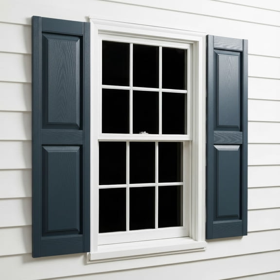 14 3/4"W x 59"H EverColor Raised Panel Exterior Vinyl Shutters, w/Installation Shutter-Lok's & Matching Screws (Per Pair), Midnight Blue