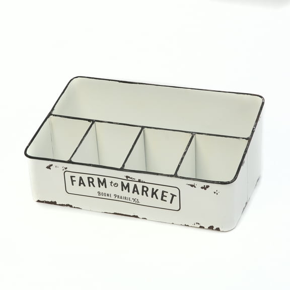 14.3 Inch Rustic Metal Container with 5 Compartment