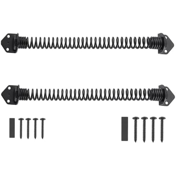 14" Gate Spring Self Closing Outdoor, Heavy Duty Gate Springs Black,Automatic Gate Closer for Wooden and Vinyl Fence, Adjustable Tension Door Springs to Close Door(Steel,2 Pack)