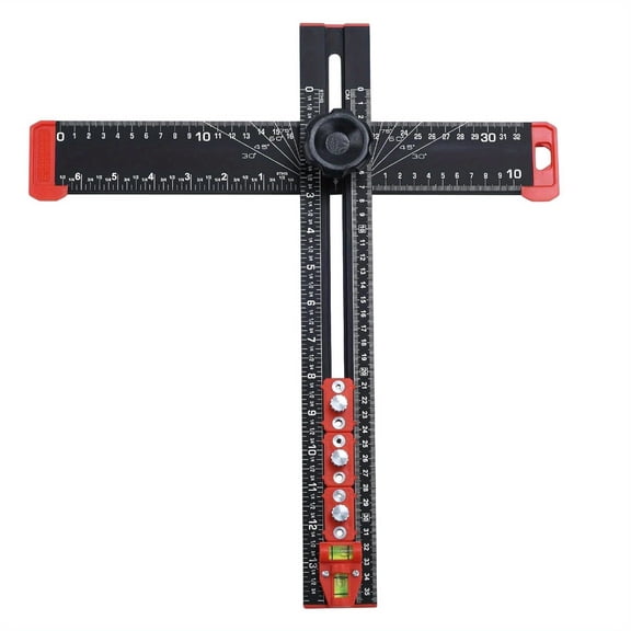 14 35cm Multifunctional T Square Ruler Professional 4 in 1 Drilling Positioning Ruler Aluminum Alloy Woodworking Angle Ruler Cabinet Hardware Jig for Precision Hole Punching Measure and Marking