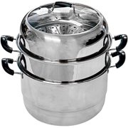 14"(36cm) Stainless Steel Steam Pot 2 Tier Multi-Layer Stack Steam Pot Boiler