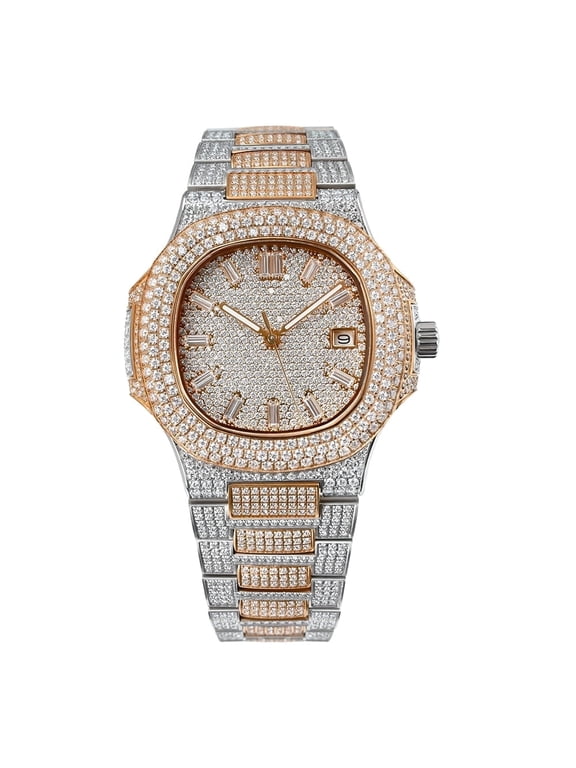 14.3CT VVS Moissanite Mechanical Watch, Collection of 2640 D Color Moissanite Stones,Stainless Steel Tester Passed with Fast Delivery