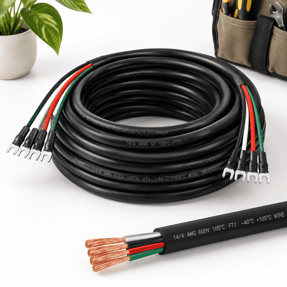 14/4 AWG 50FT Mini-Split Cable, Stranded Oxygen-Free Pure Copper Control Wire for HVAC Systems