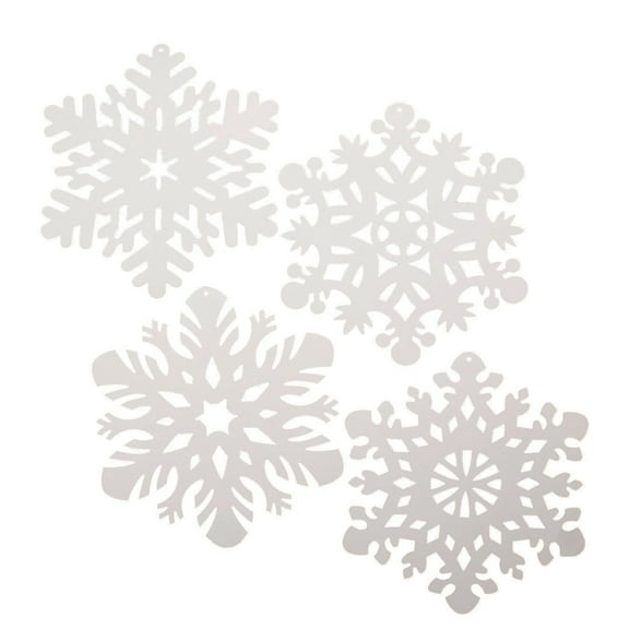 White Snowflake Cut Outs, 14-2/5" Beautifully Cut for Hanging Decorations (Pack of 24)
