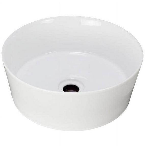 14.4 in. Round Above Counter White Vessel for Deck Mount Drilling