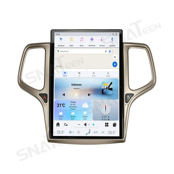 14.4 inch Carplay Screen/Radio/Multimedia Player for Jeep Grand Cherokee 2014-2024 models Universal Car Navigation/GPS Upgrade HeadUnit Android 1080P Touch Screen Replace Sound System Receiver