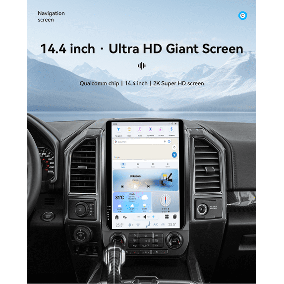 14.4 inch Vertical Screen For Ford F150 2015-2022 car Radio Multimedia stereo Player Android Unit