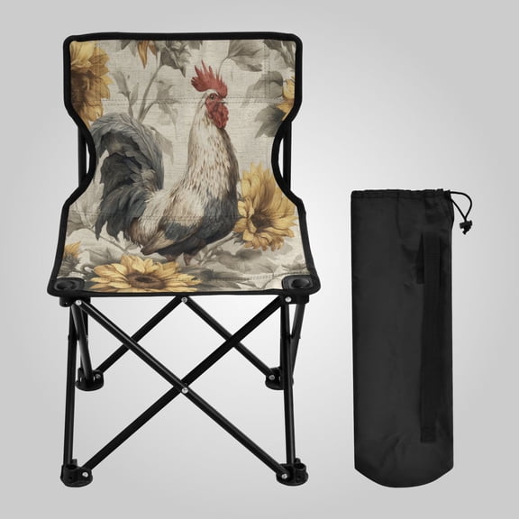14.46x14.46x22.83in Folding Chair Camping Chair For Camping Picnicking Outdoor Beach and Travel Rooster and Sunflowers