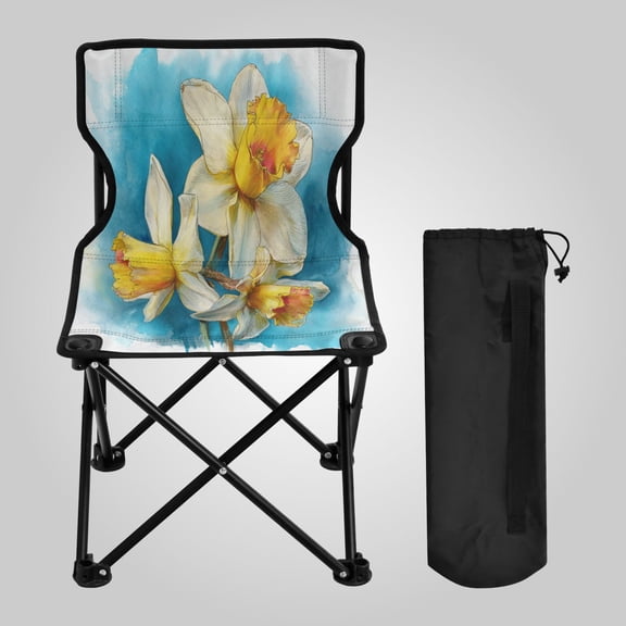 14.46x14.46x22.83in Folding Chair Camping Chair For Camping Picnicking Outdoor Beach and Travel Spring Daffodils