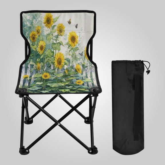 14.46x14.46x22.83in Folding Chair Camping Chair For Camping Picnicking Outdoor Beach and Travel Sunflowers by The Fence