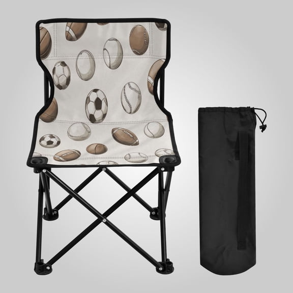 14.46x14.46x22.83in Folding Chair Camping Chair For Camping Picnicking Outdoor Beach and Travel Vintage Multi-sport Ball Pattern