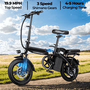 14 in 48V 400W Electric Bike for Adults - 20MPH High Speed, 16 Mile Range, Front and Rear Disc Brakes, Suspension Front Fork, Foldable Electric Bike Black