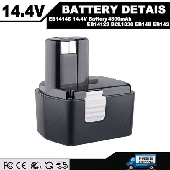 14.4V 4.8Ah EB14B Replace for HITACHI EB1414S EB1412S EB14 EB1414 EB1414L EB1424 EB1426H EB1430H EB1430R Battery Pin Compatible with Cordless Power Tools