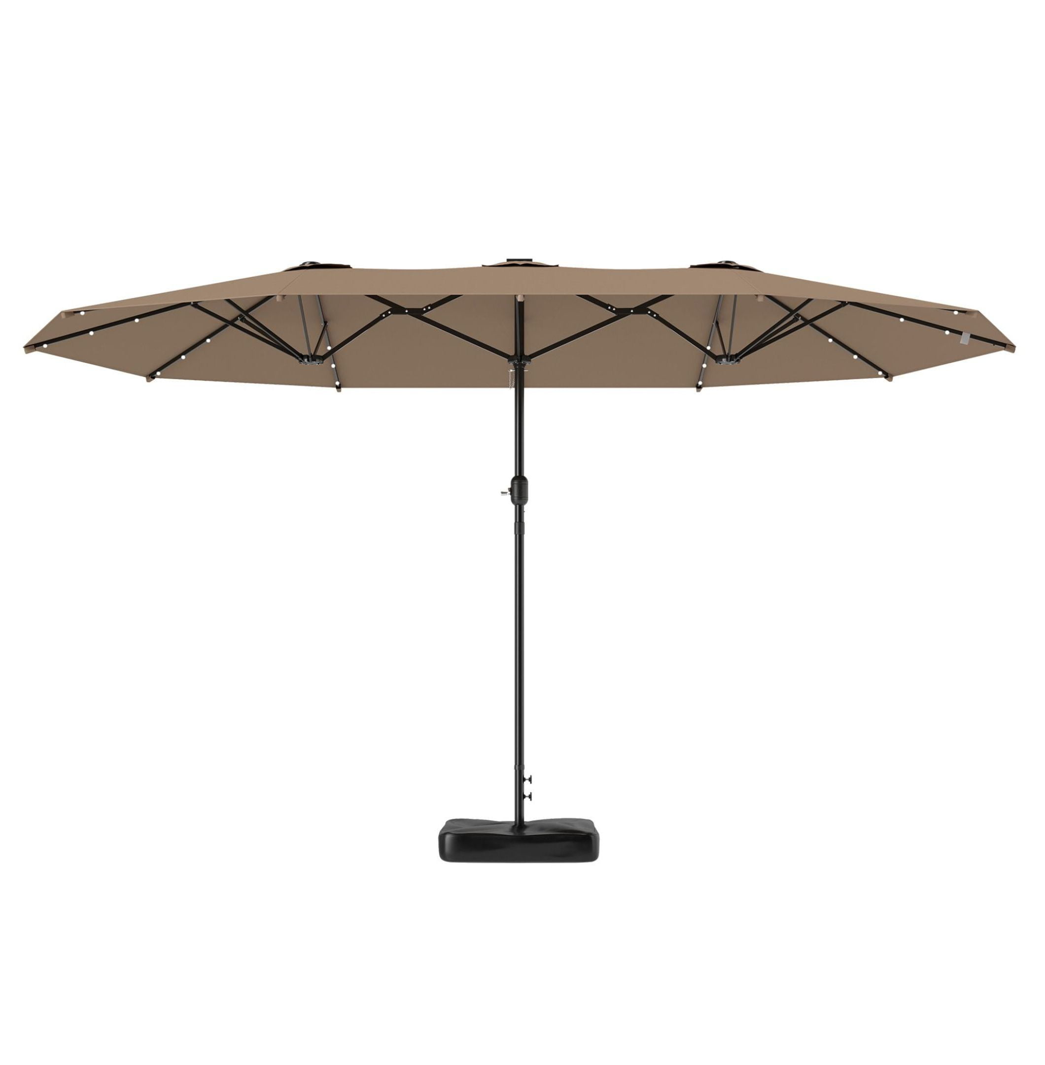 14.4ft Patio Umbrella with LED Lights - Double Canopy Outdoor Parasol ...