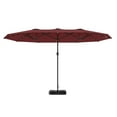 thumbnail image 1 of 14.4ft Solar Umbrella with Base, Double-Sided Patio Parasol - Wine Red, 1 of 9