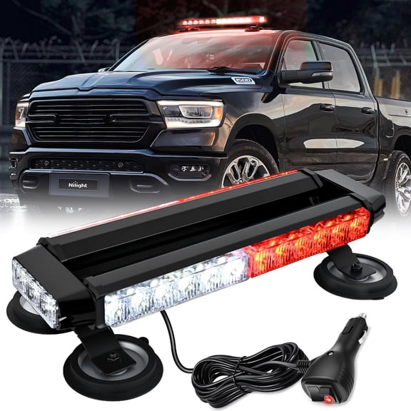 14.5" 30LED Strobe Light Bar Double Side Rooftop Warning Flashing Lights Red White Safety Light Bars with Magnetic Base for Construction Vehicles Plow Trucks Pickup for Off-Road Utility Vehicles