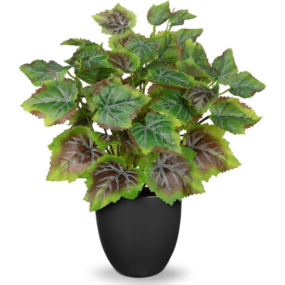 14.5" Artificial Indoor Decor, Potted Silk for Shelves Living Room Decorative, Small Artificial Office Desk in Pots, Faux Grape Leaf Vine Hope Tropical House