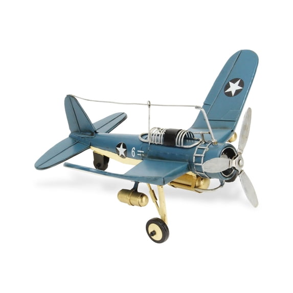 14.5" Blue and Yellow 1942's World War II Navy F4 Corsair Tabletop Decoration