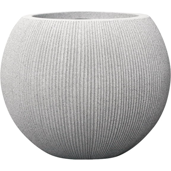 Contemporary Faux Stone Large Planter - Heavy-Duty Textured Resin Pot with Drainage, Elegant Minimalist Vessel for Landscaping, Balcony & Living Room (14.5 Inch)