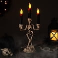 thumbnail image 1 of Northlight Dripping Flameless Candles Skeleton Halloween Candelabra - 14.5" - Amber Lights, 1 of 10