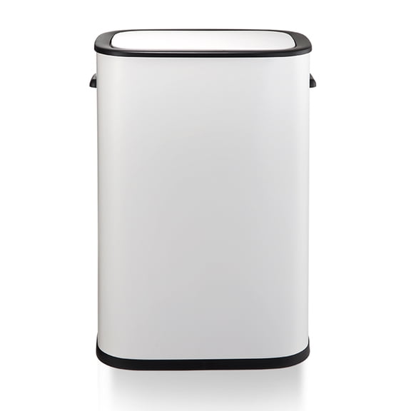 14.5 Gallon Motion Sensor Trash Can with Soft-Close Lid | Rectangle Automatic Waste Basket, White