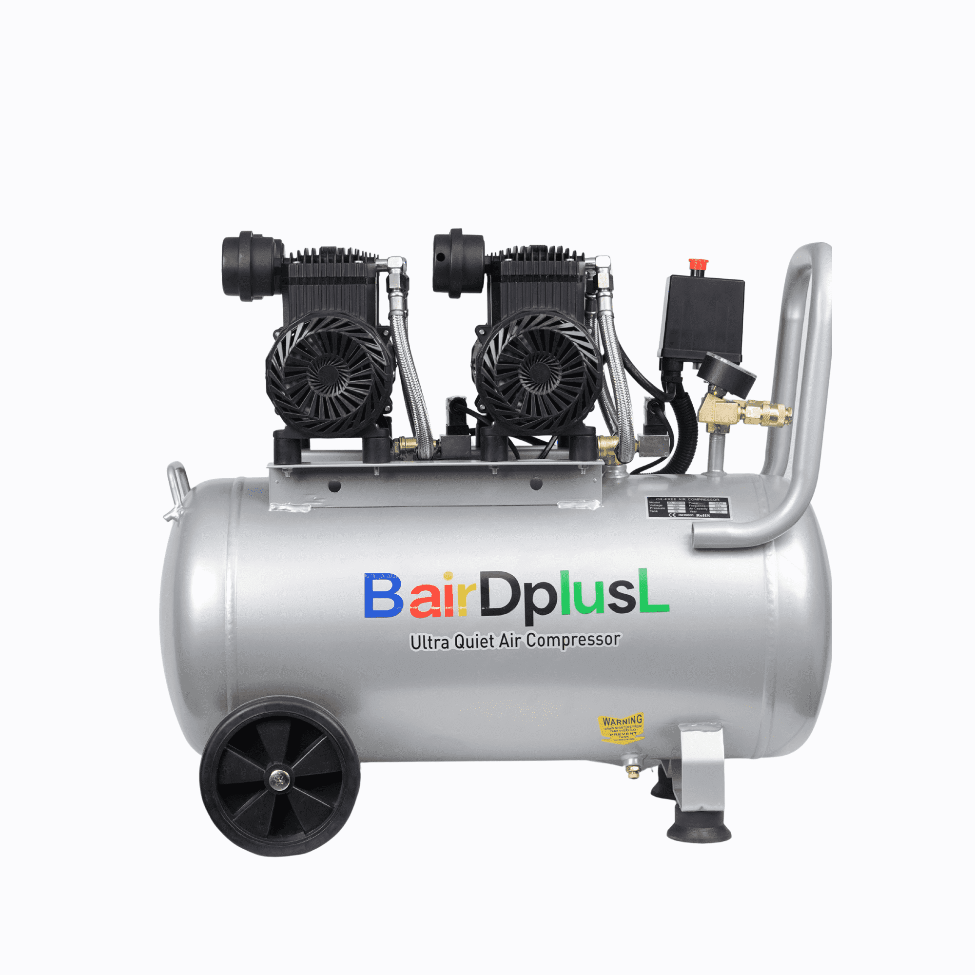 14.5 Gallon Ultra Quiet Air Compressor 110V/60Hz 1.5HP 8.8CFM MAX 115PSI Steel Tanks Oil-Free 70dB Noise Level Light & Quiet Portable Air Compressor with Wheels for Auto Repair