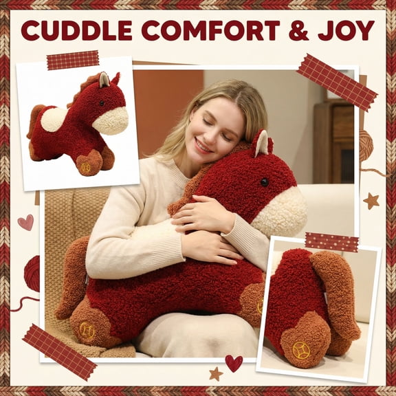 14.5 Inch Cute Pony Stuffed Animal, Soft Plush Toy With Fluffy Fabric, Cuddly Companion For Snuggling, Napping, Playing, Ideal Gift For Family, S And Kids For Home, Bedroom