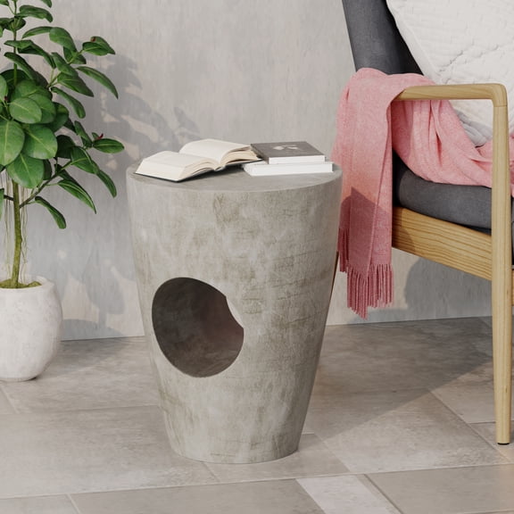 14.5 Inch Modern Minimalist Magnesia Oxide Side Table Grey