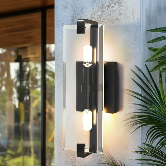 14.5'' Modern Interior Wall Mount Light Fixture, 2-lights Dimmable Wall Sconce for Bathrooms Hallways Porch Black