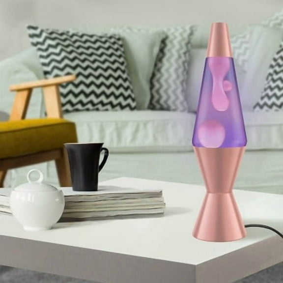 14.5" Rose Gold Novelty Table Lamp: Electric Wax Motion Light for All Ages, No Assembly Required