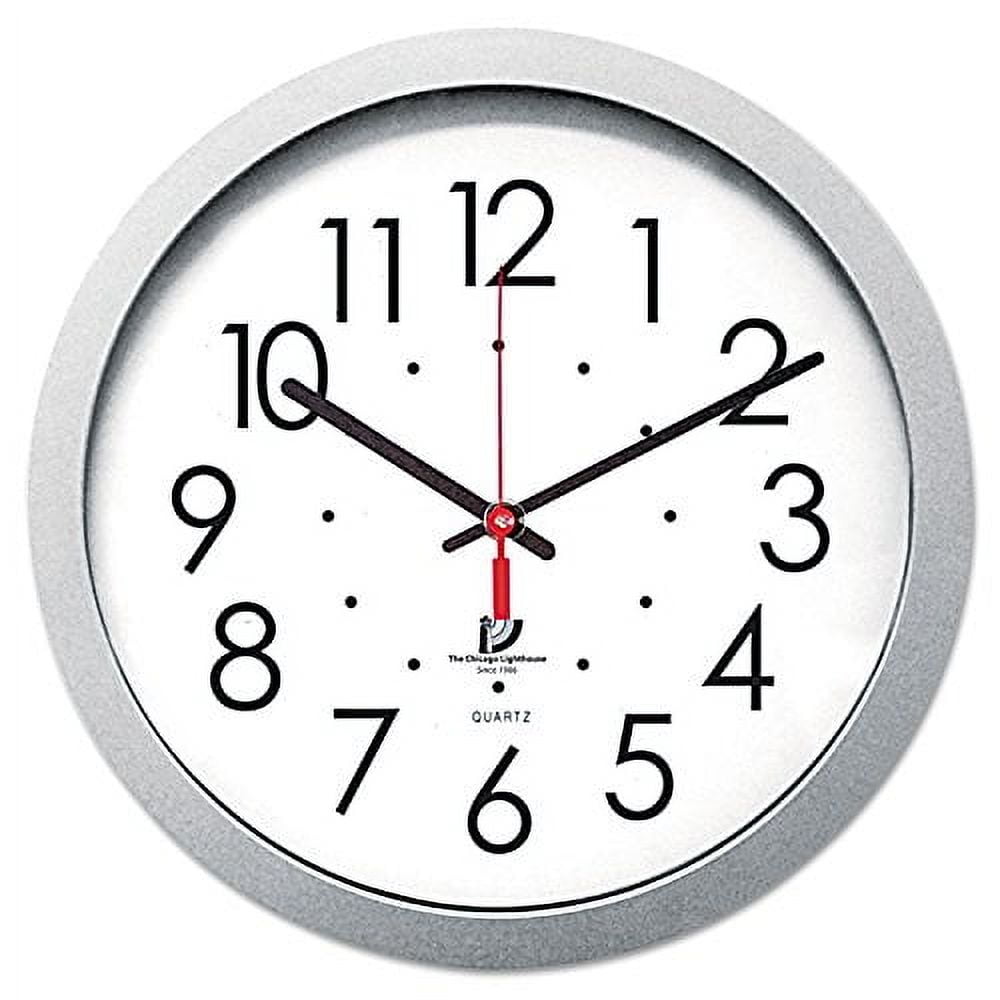 14.5" Silver Contemporary Clock, 12.5" Dial, quartz movement