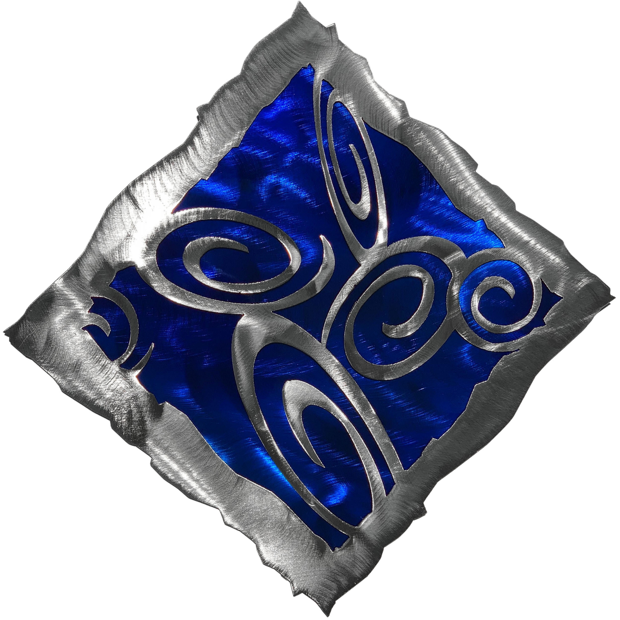 14.5" Blue and Silver Abstract Metal Wall Art Sculpture