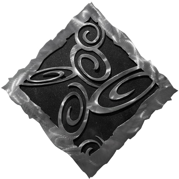 14.5" Square Modern Abstract Metal Wall Art Home Décor with Swirl Design - Metallic Black