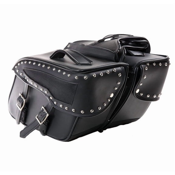 14.5" W x 10.5" H Studded Waterproof 2pc Saddlebags With Custom Design Logo