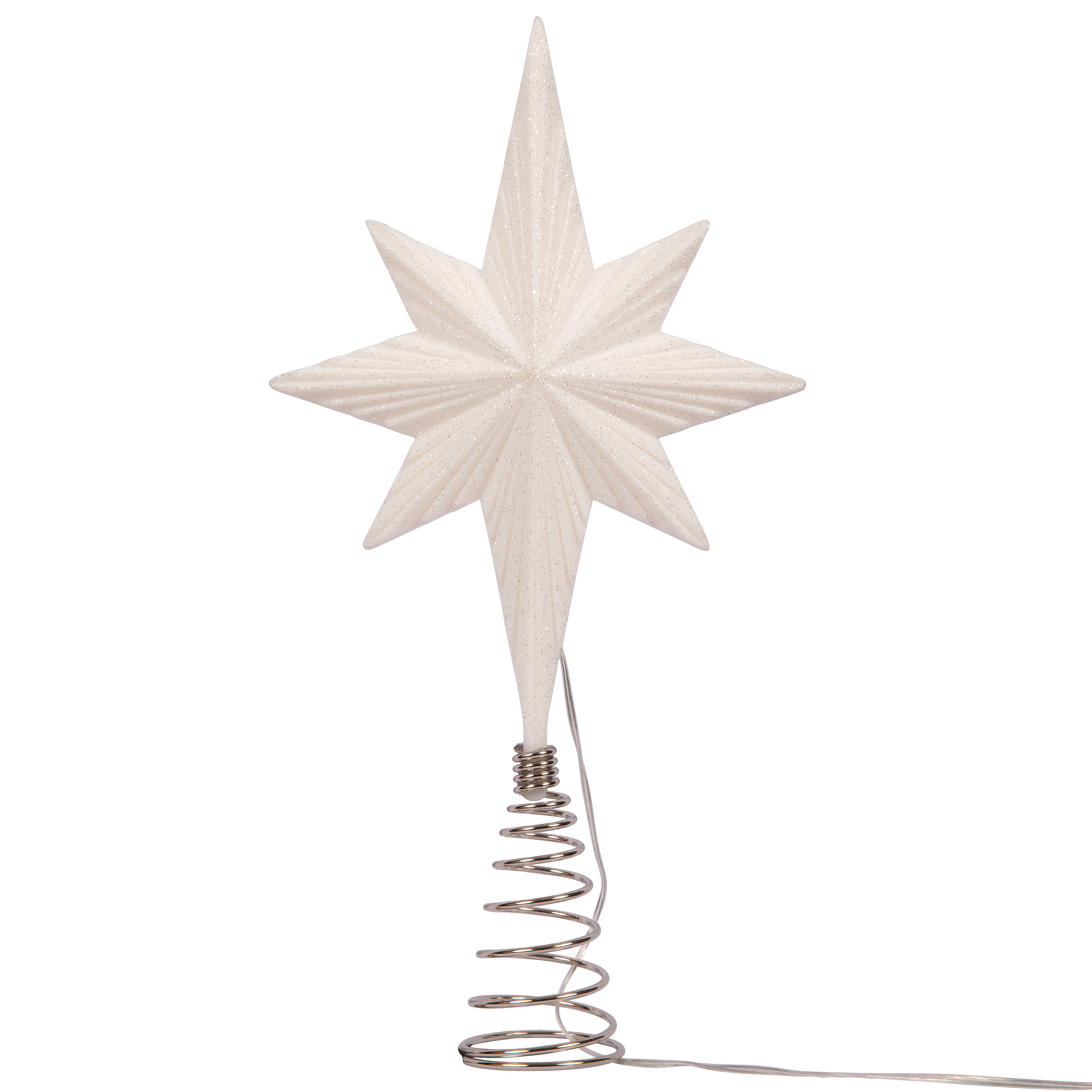 14.5" White Glitter Star LED Tree Topper by Ashland - Christmas Tree Topper