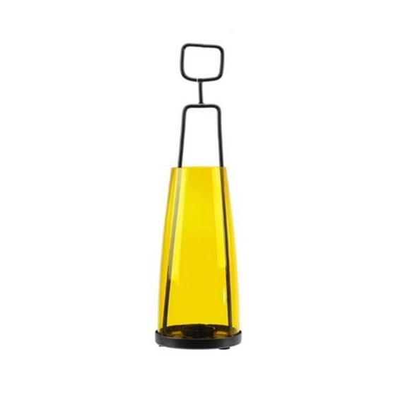 14.5 in. Retro Inspired Transparent Yellow Decorative Glass Tea Light Candle Holder