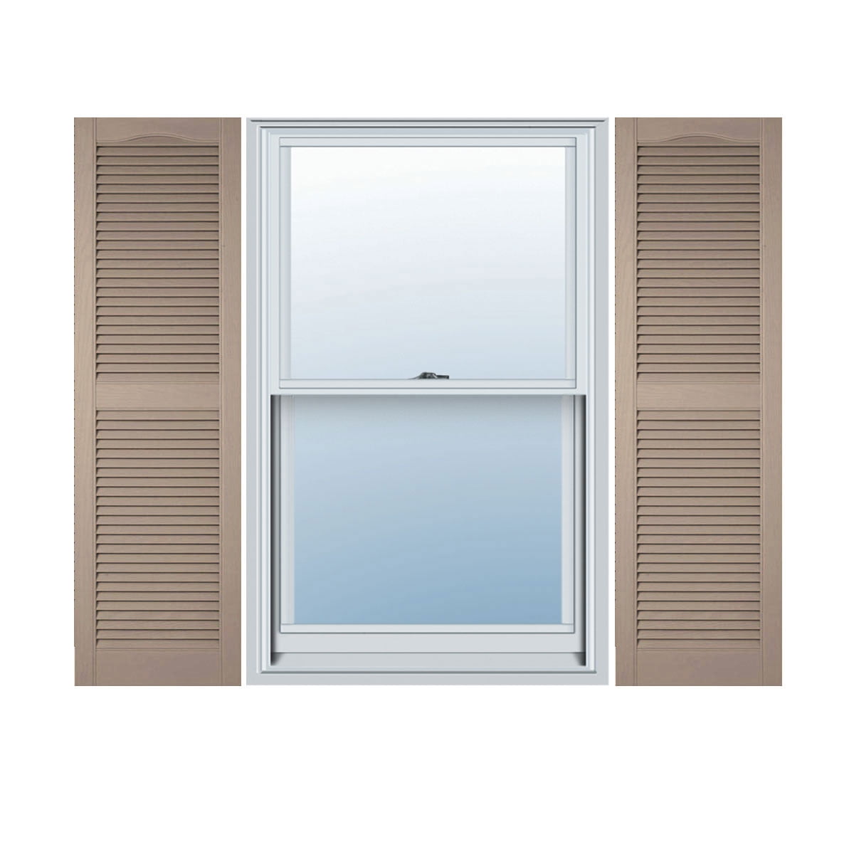 14.5 in. W x 72 in. H Builders Edge, Standard Cathedral Top Center Mullion, Open Louver Shutters, Includes Matching Installation Spikes, 023 - Wicker