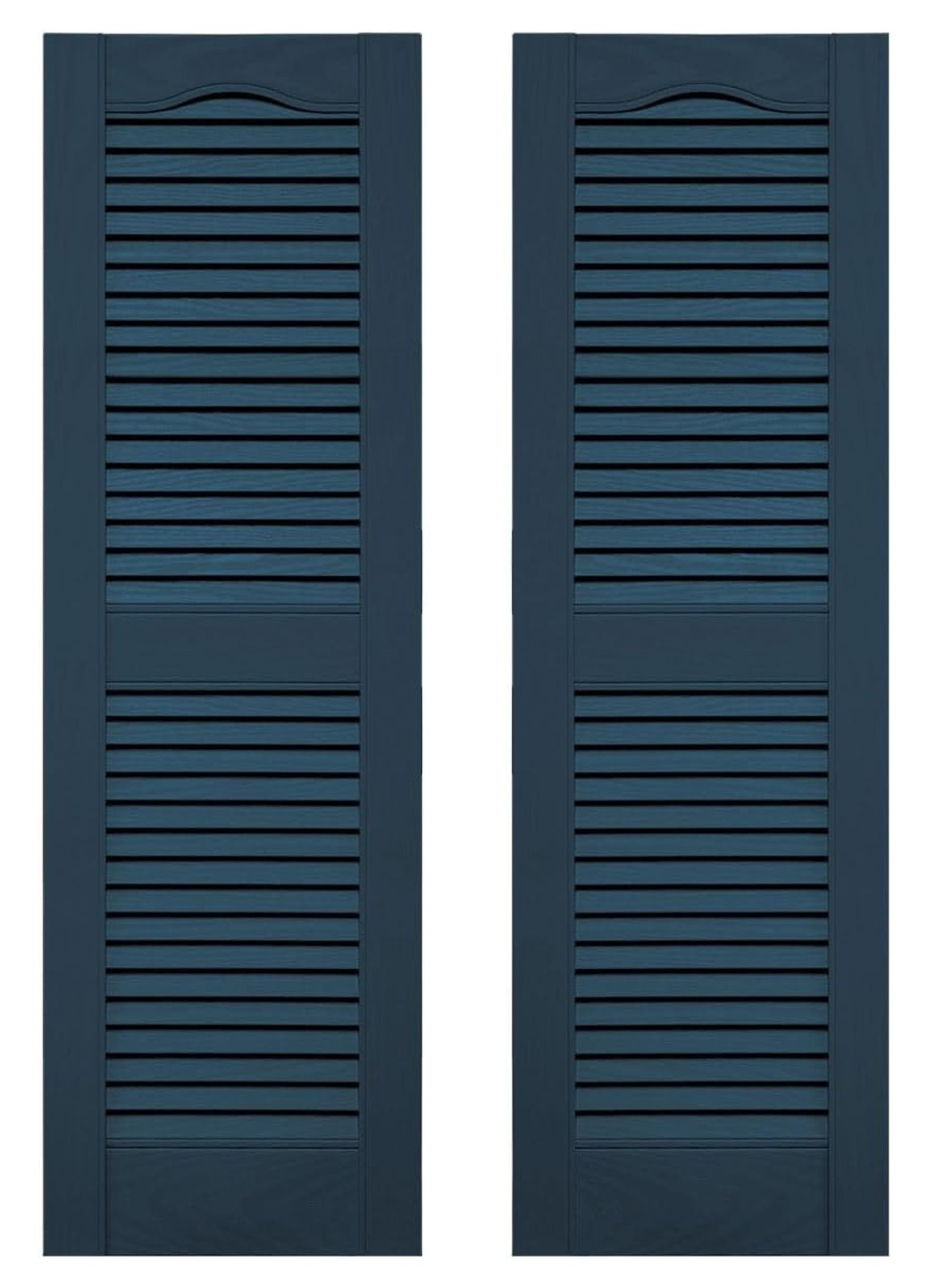 14.5" X 72" Lifetime Vinyl Open Louver Shutters – Cathedral Top Center Mullion, French Roast, With Hardware (Pair)