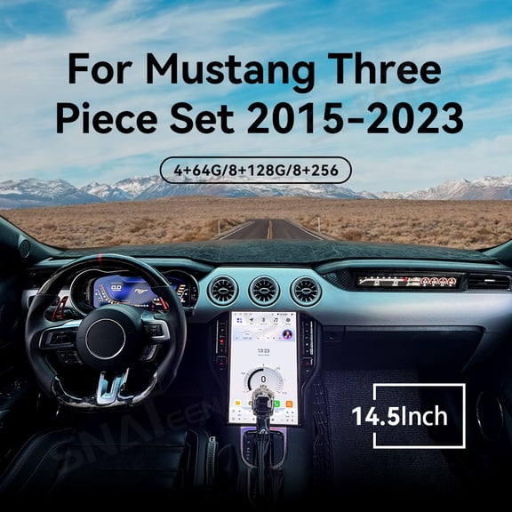 14.5 inch Carplay Screen/Radio/Multimedia Player for Ford Mustang 2015-2023 models Universal Car Navigation/GPS Upgrade HeadUnit Android Display 1080P Touch Screen Replace System Three Piece Set